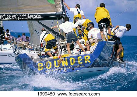 Short Ocean Racing Championship (Sorc), Close-Up Stern View Of Yacht Crew In Action 'bounder' View Large Photo Image Stock Image - Short Ocean Racing Championship (Sorc), Close-Up Stern View Of Yacht Crew In Action 'bounder'. Fotosearch