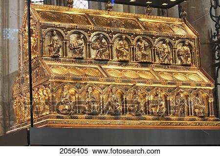 Stock Photography - Shrine Of The Three Holy Kings, The Largest Reliquary Of The Middle Ages On Display In Cologne Cathedral, Cologne, North Rhine-Westphalia, Germany. Fotosearch