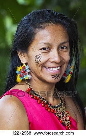 Shuar woman wearing traditional dress, Limon, Guayas, Ecuador View Large Photo Image Stock Photo - Shuar woman wearing traditional dress, Limon, Guayas, Ecuador. Fotosearch
