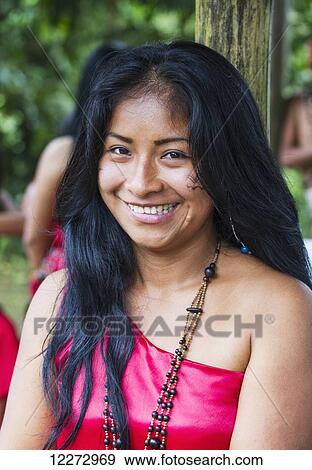 Shuar woman wearing traditional dress, Limon, Guayas, Ecuador View Large Photo Image Stock Photo - Shuar woman wearing traditional dress, Limon, Guayas, Ecuador. Fotosearch