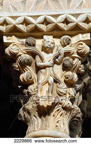 Sicily, Italy: Pillars Of The Benedictine Cloister At Monreale, Near Palermo, Decorated With Mosaic And Carved Marble. View Large Photo Image Stock Photograph - Sicily, Italy: Pillars Of The Benedictine Cloister At Monreale, Near Palermo, Decorated With Mosaic And Carved Marble.. Fotosearch