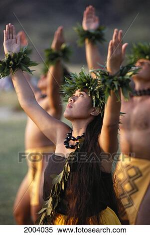 Side Angle Of Hula Dancers Kahiko All With Arms Raised, Looking Upward View Large Photo Image Stock Photography - Side Angle Of Hula Dancers Kahiko All With Arms Raised, Looking Upward. Fotosearch