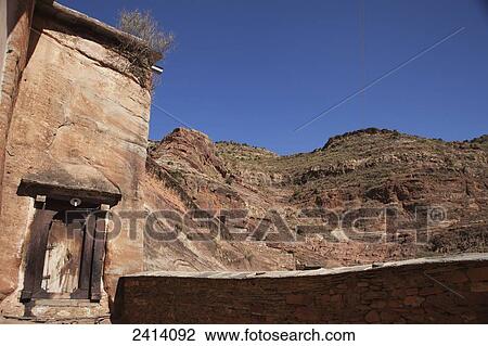 Stock Image - Side door into Abreha wa Atsbeha rock cut church; Gheralta, Tigray region, Ethiopia. Fotosearch