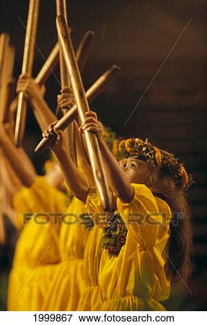 Side View Of Keiki Hula Girls Dancing With Pu'ili (Split Bamboo) Colorful Leis View Large Photo Image Stock Photo - Side View Of Keiki Hula Girls Dancing With Pu'ili (Split Bamboo) Colorful Leis. Fotosearch