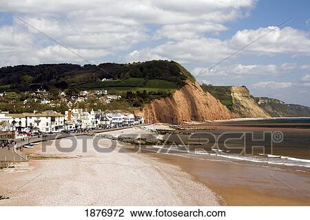 Sidmouth, Devon, England; A Beach Along The English Channel By The Coastal Town View Large Photo Image Stock Image - Sidmouth, Devon, England; A Beach Along The English Channel By The Coastal Town. Fotosearch