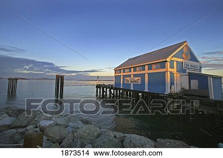 Picture - Sidney, British Columbia, Canada; Coastline Fish Market Building. Fotosearch