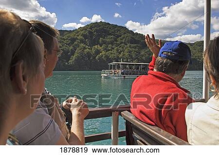 Sightseeing On Lake At Plitvice Lakes National Park. View Large Photo Image Stock Photo - Sightseeing On Lake At Plitvice Lakes National Park.. Fotosearch