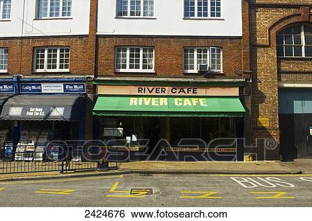 Sign and awning for River Cafe; London, England View Large Photo Image Stock Photograph - Sign and awning for River Cafe; London, England. Fotosearch