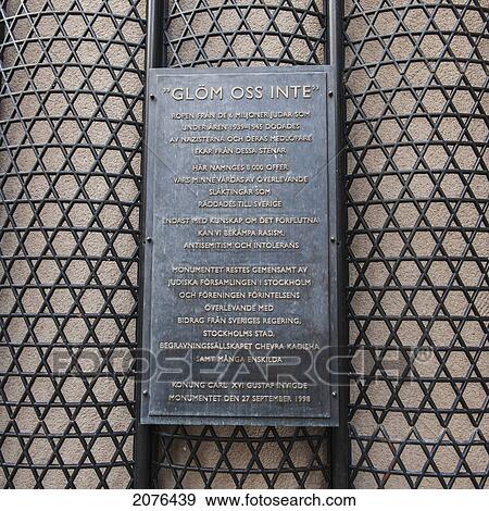 Stock Photo - Sign At The Great Synagogue Of Stockholm; Stockholm Sweden. Fotosearch