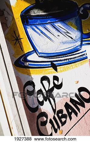 Stock Photo - Sign For 'cafe Cubano' With Coffee Cup. Fotosearch