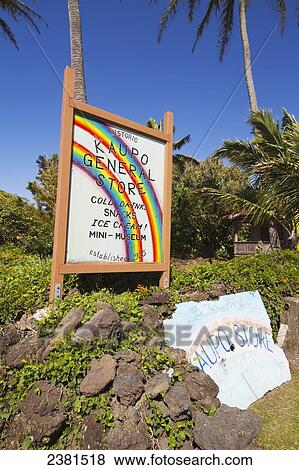 Stock Photo - Sign for Kaupo General Store; Kaupo, Maui, Hawaii, United States of America. Fotosearch