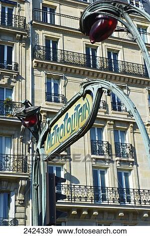 Sign for the Metropolitain, the public rail transit; Paris, France View Large Photo Image Stock Photo - Sign for the Metropolitain, the public rail transit; Paris, France. Fotosearch