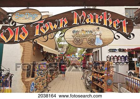 Picture - Sign For The Old Town Market In Old Town; San Diego California United States Of America. Fotosearch