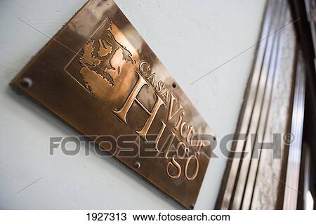 Stock Image - Sign On Casa Victor Hugo. Fotosearch