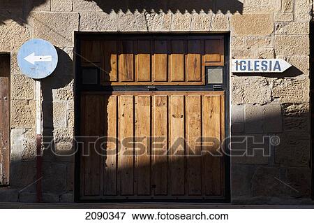 Stock Photo - Sign To San Andres Church, Elciego, Basque Country, Spain. Fotosearch