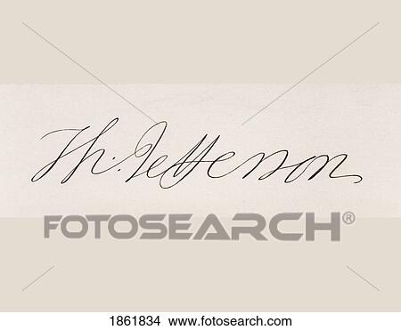 Picture - Signature Of Thomas Jefferson 1743-1826. Third President Of The United States. Primary Author Of Declaration Of Independence. Fotosearch