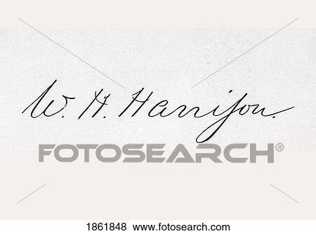 Stock Photo - Signature Of William Henry Harrison 1773 To 1841 9Th President Of The United States. Fotosearch