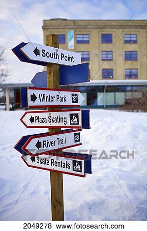 Signpost At The Forks, Winnipeg, Manitoba View Large Photo Image Stock Photo - Signpost At The Forks, Winnipeg, Manitoba. Fotosearch