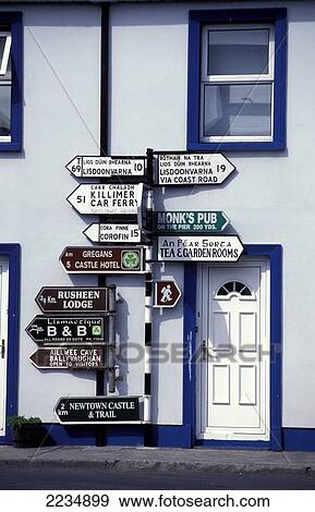 Signpost In Ballyvaghan. Co. Clare, Ireland. View Large Photo Image Stock Photo - Signpost In Ballyvaghan. Co. Clare, Ireland.. Fotosearch