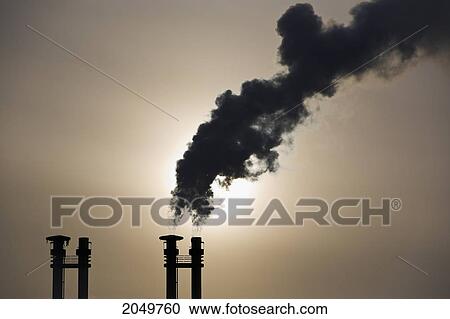 Stock Image - Silhouette Of A Smoke Stack, St. Boniface Hospital, Winnipeg, Manitoba. Fotosearch