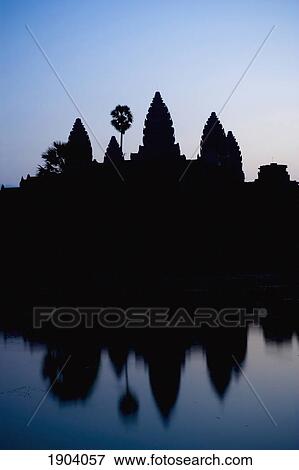 Silhouette Of Ankor Wat Temple At Dusk, Angkor, Siem Reap, Cambodia View Large Photo Image Stock Photo - Silhouette Of Ankor Wat Temple At Dusk, Angkor, Siem Reap, Cambodia. Fotosearch