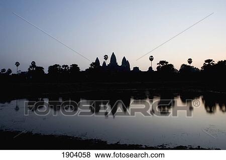 Silhouette Of Ankor Wat Temple At Dusk, Angkor, Siem Reap, Cambodia View Large Photo Image Stock Photo - Silhouette Of Ankor Wat Temple At Dusk, Angkor, Siem Reap, Cambodia. Fotosearch