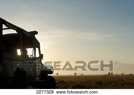 Silhouette of driver in 4x4 in front of Mt Kenya at dawn, Ol Pejeta Conservancy; Kenya View Large Photo Image Stock Photo - Silhouette of driver in 4x4 in front of Mt Kenya at dawn, Ol Pejeta Conservancy; Kenya. Fotosearch
