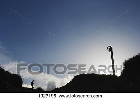 Stock Photography - Silhouette Of People Walking Along Coast At Sunset, Jutland, Denmark. Fotosearch