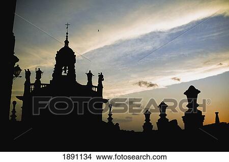 Picture - Silhouette Of San Fructuoso At Sunset, Santiago De Compostela, Galicia, Spain. Fotosearch