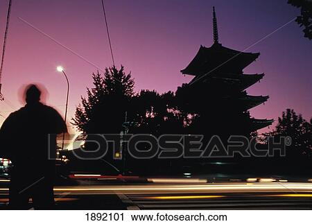 Stock Image - Silhouette Of Toji Pagoda. Fotosearch