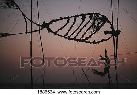 Picture - Silhouettes Of Person Performing Acrobatics On The Beach At Sunset. Fotosearch