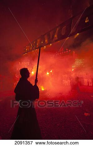 Silhoutte Of Man From Southover Bonfire Society With Advance