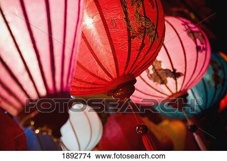 Picture - Silk Lanterns Illuminated At Night In Hoi An. Fotosearch