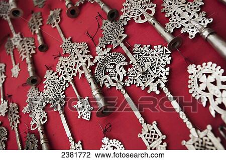 Stock Image - Silver crosses for sale; Lalibela, Ethiopia. Fotosearch