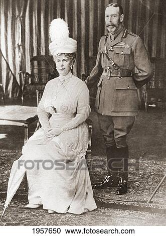 Stock Image - Silver Wedding Portrait Of King George V And Queen Mary In 1918. George V, George Frederick Ernest Albert, 1865. Fotosearch