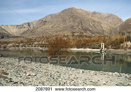 Simple Suspension Bridge Over The Shyok River, Kiris, Northern Areas, Pakistan View Large Photo Image Stock Image - Simple Suspension Bridge Over The Shyok River, Kiris, Northern Areas, Pakistan. Fotosearch