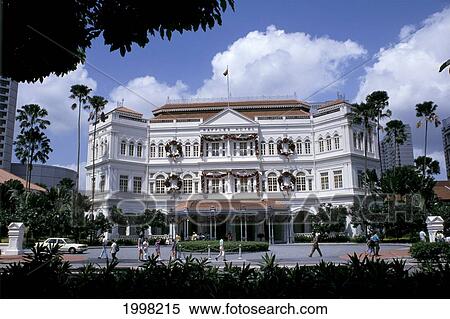 Singapore, Raffles Hotel Facade View Large Photo Image Stock Photography - Singapore, Raffles Hotel Facade. Fotosearch