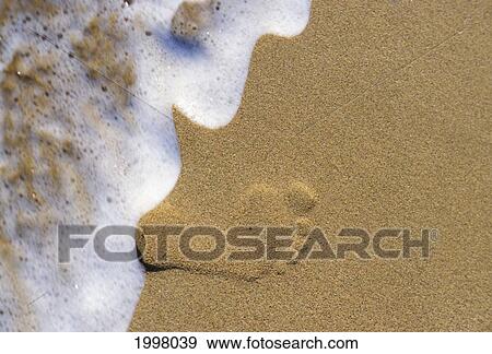 Single Footprint In The Sand With Foamy Wave Washing Onto Shore View Large Photo Image Stock Photo - Single Footprint In The Sand With Foamy Wave Washing Onto Shore. Fotosearch