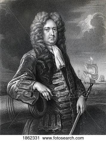 Stock Image - Sir George Rooke 1650 To 1709 English Naval Commander And Admiral Engraved By W Holl From The Book The National Portrait Gallery Volume Iv Published C1820. Fotosearch