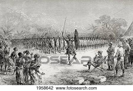 Sir Henry Morton Stanley Watching A Phalanx Dance By Mazamboni's Warriors At Usiri, Africa, During His Emin Pasha Relief Expedition, 1886 To 1889. From In Darkest Africa By Henry M. Stanley Published 1890. View Large Photo Image Stock Image - Sir Henry Morton Stanley Watching A Phalanx Dance By Mazamboni's Warriors At Usiri, Africa, During His Emin Pasha Relief Expedition, 1886 To 1889. From In Darkest Africa By Henry M. Stanley Published 1890.. Fotosearch