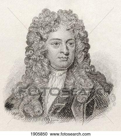 Stock Image - Sir John Vanbrugh, 1664 To 1726. English Architect, Designer Of Blenheim Palace And Castle Howard, And Dramatist. From Crabb's Historical Dictionary Published 1825.. Fotosearch