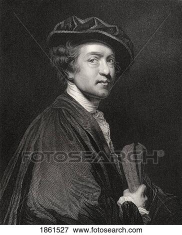 Stock Photo - Sir Joshua Reynolds 1723 To 1792 English Portrait Painter And Aesthetician Engraved By J Cochran After A Self Portrait From The Book National Portrait Gallery Volume V Published C 1835. Fotosearch