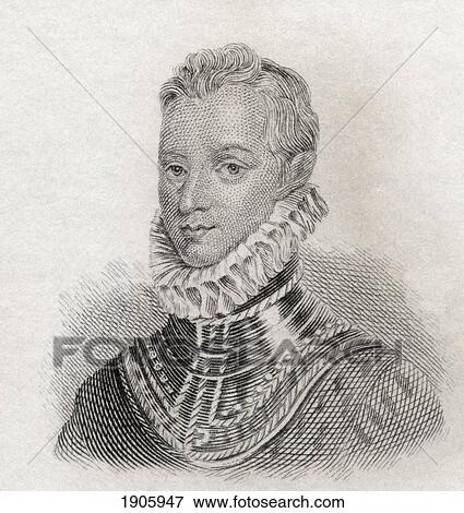 Stock Photo - Sir Philip Sidney, 1554 To 1586. Elizabethan Poet, Courtier And Soldier. From Crabb's Historical Dictionary Published 1825.. Fotosearch
