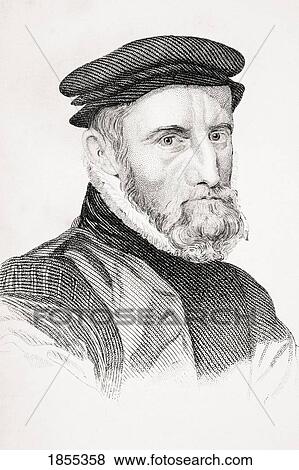 Stock Photo - Sir Thomas Gresham 1518/19-1579 English Merchant, Financier And Founder Of The Royal Exchange From Old England's Worthies By Lord Brougham And Others Published London Circa 1880's. Fotosearch