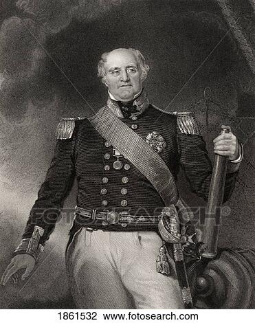Stock Image - Sir Thomas Masterman Hardy 1769 To 1839 Vice Admiral British Naval Officer Engraved By H Robinson After R Evans From The Book National Portrait Gallery Volume V Published C 1835. Fotosearch