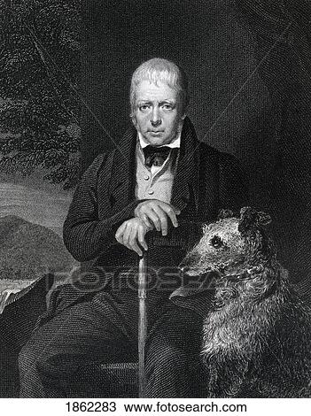 Stock Image - Sir Walter Scott 1771 To 1832 Scottish Novelist Poet Historian And Biographer Engraved By W Holl After J W Gordon From The Book The National Portrait Gallery Volume 1 Published C1820. Fotosearch