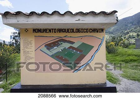 Stock Photograph - Site Map, Chavin De Huantar, Ancash, Peru. Fotosearch