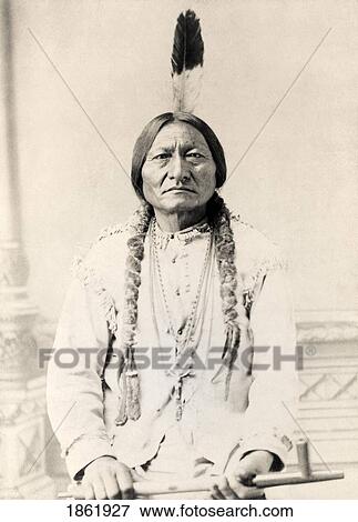 Sitting Bull Born Circa 1831 Died 1890. Hunkpapa Lakota Sioux Holy Man. Portrait On A 19Th Century Cabinet Card. View Large Photo Image Stock Photo - Sitting Bull Born Circa 1831 Died 1890. Hunkpapa Lakota Sioux Holy Man. Portrait On A 19Th Century Cabinet Card.. Fotosearch