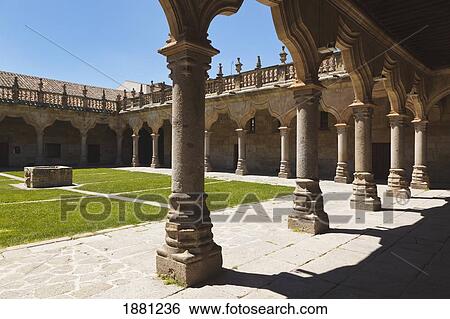 Stock Photograph - Sixteenth Century Courtyard Of The Escuelas Menores; Salamanca, Salamanca Province, Spain. Fotosearch