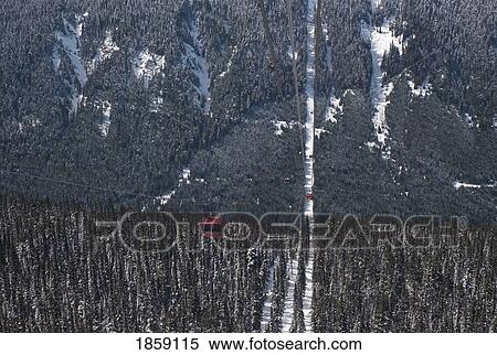 Stock Photography - Ski Resort Cable Car, Whistler, British Columbia, Canada. Fotosearch